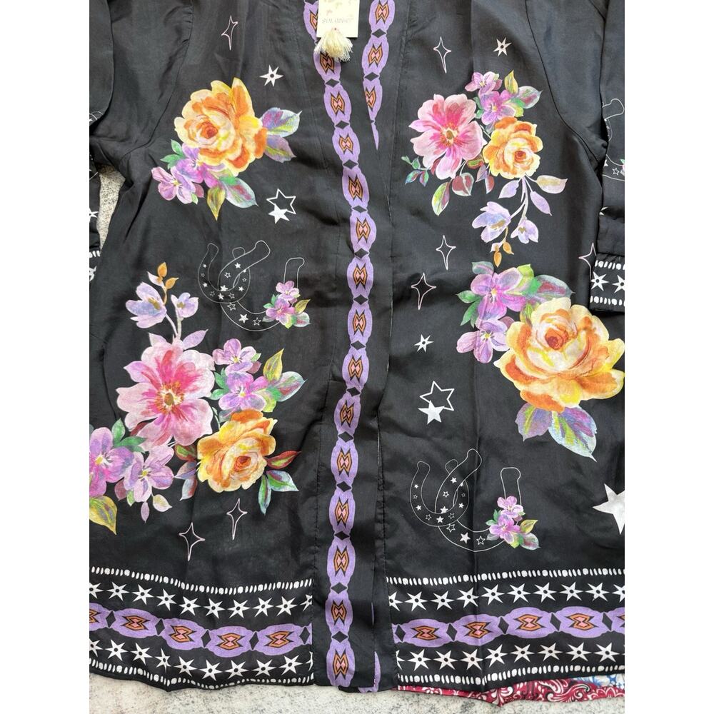 Johnny Was Jade Kimono Silk Jacket Kasumi Black Multicolor Reversible Sz S $550 - Picture 9 of 12